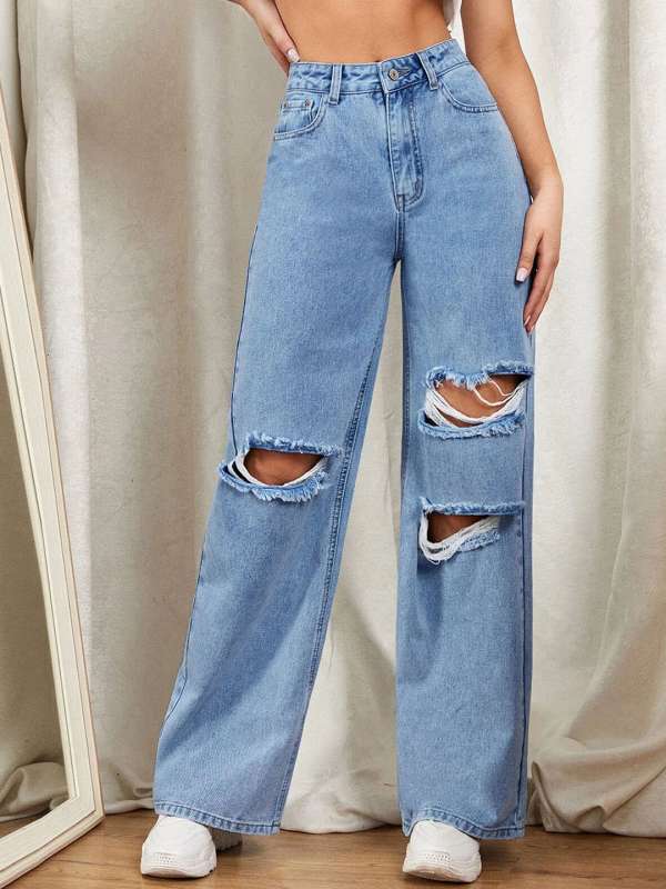 Womens Jeans Femme 2021 Nouveau Baggy Pants Women Ripped Straight