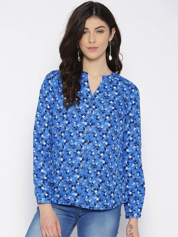 Annabelle By Pantaloons Blue Printed Polyester Shirt 2895034.htm