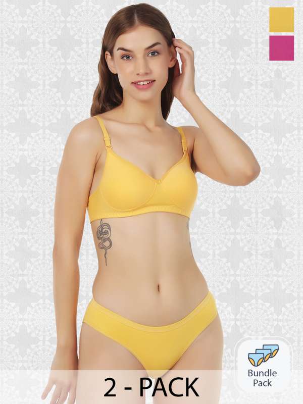 Buy online Yellow Cotton Bra And Panty Set from lingerie for Women by Komy  for ₹479 at 52% off
