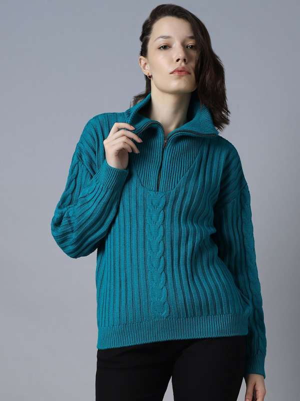 Long sweater with zipper deals