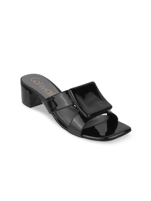 Catwalk Black Solid Block Heels Buy Catwalk Black Solid Block Heels online in India