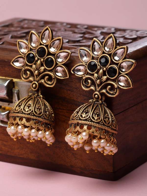 Black jhumkas online deals