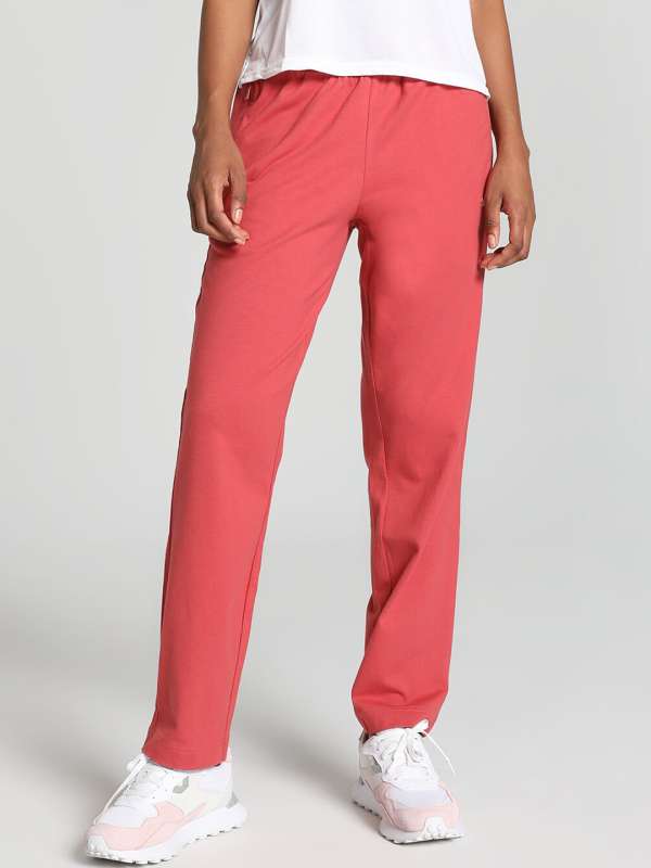Buy PUMA Red Printed Cotton Regular Fit Womens Casual Wear Track Pants