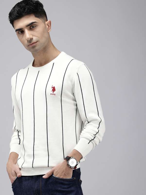 White polo sweater mens deals