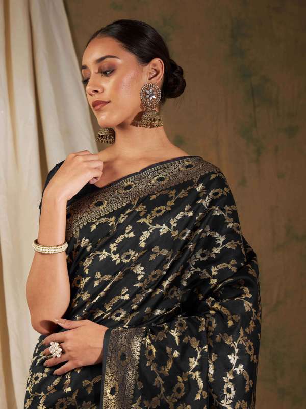 Timeless Black Silk Sarees for Classic Elegance Available on Myntra