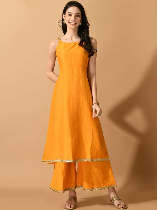 Zoeyams Yellow Solid Palazzo Kurta Set 7639798.htm Buy Zoeyams
