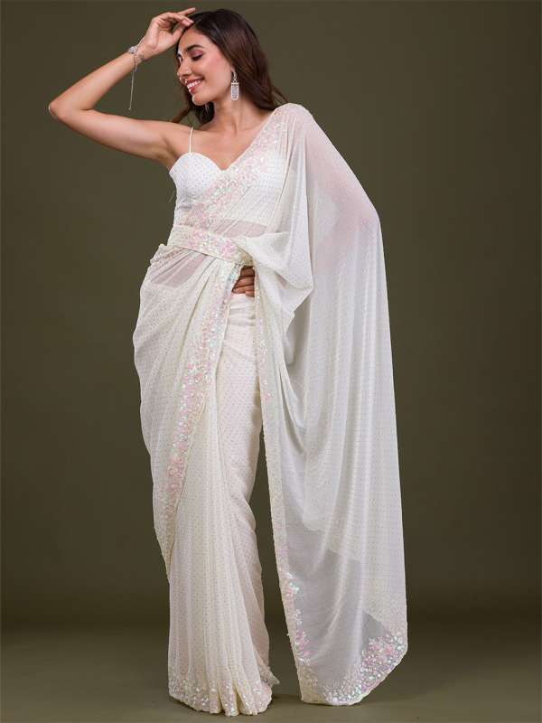 Myntra white saree shop