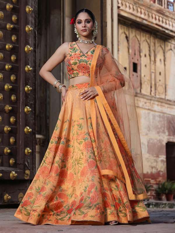 Tissue lehenga cheap choli