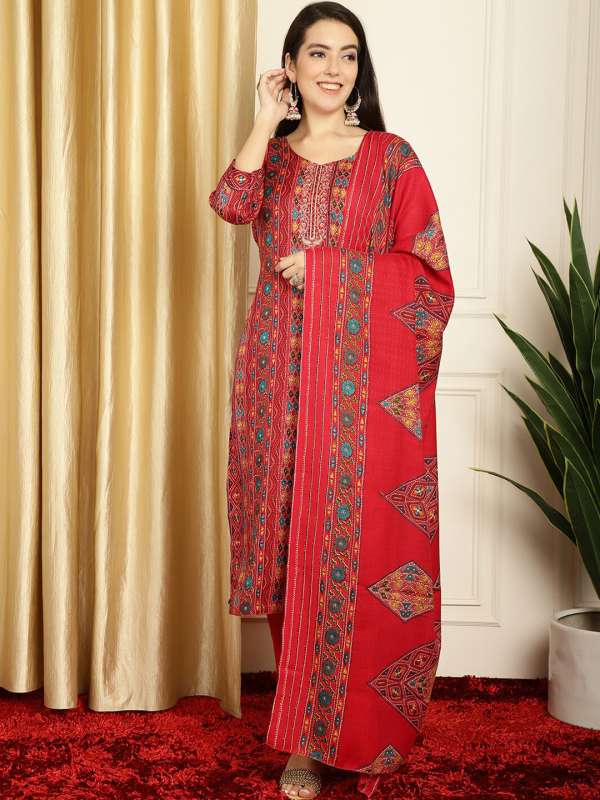 Red dress material online outlet