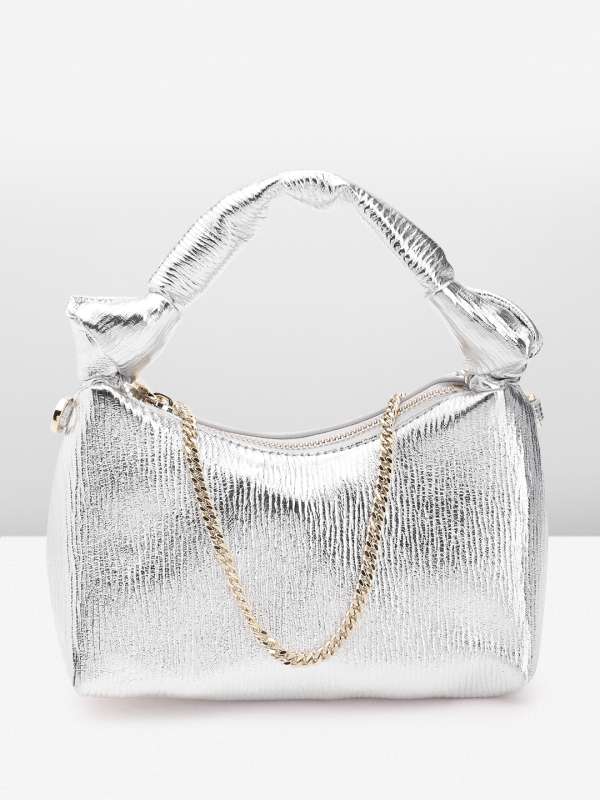 Mango - Metallic Clutch Bag Silver - One Size - Women