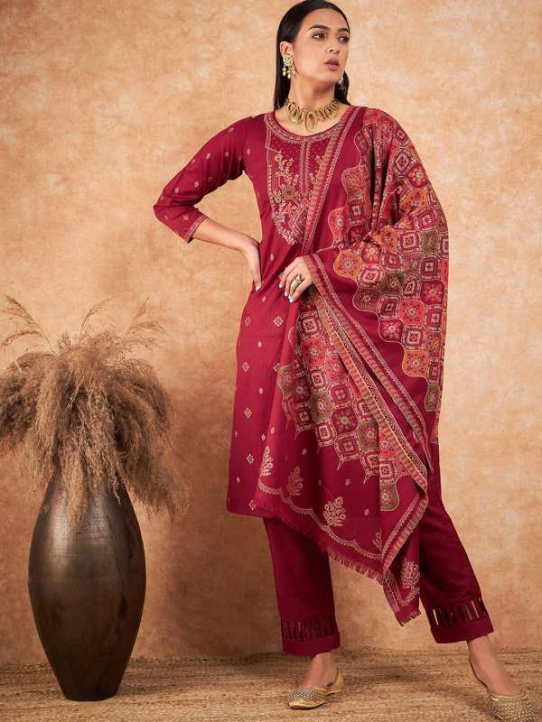 Maroon colour dress sales online