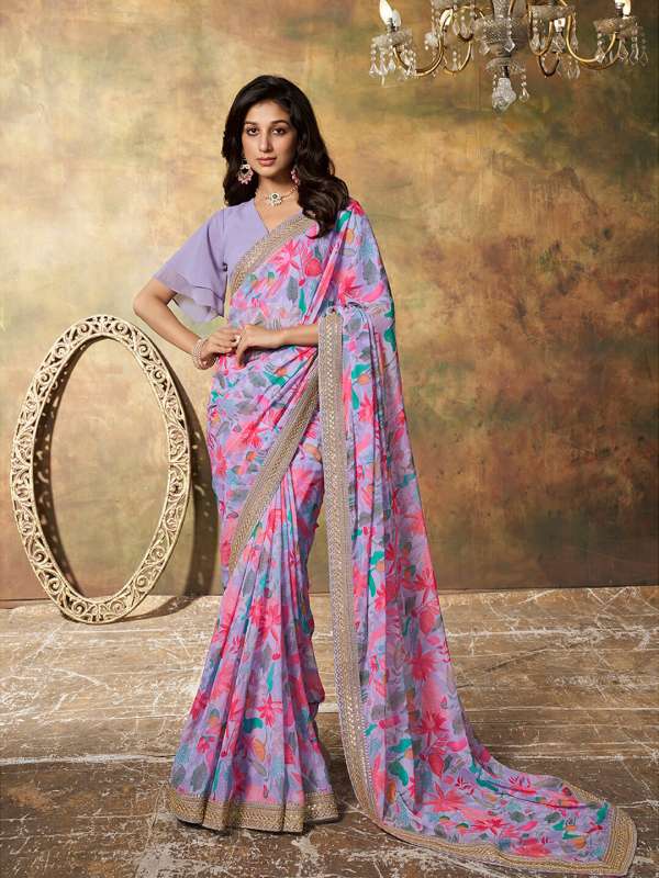 Chiffon Sarees Printed Sari Buy Chiffon Sarees Printed Sari online in India