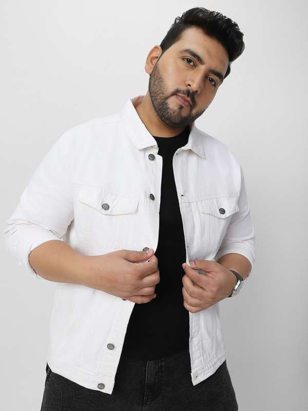 Men's white jean jacket clearance