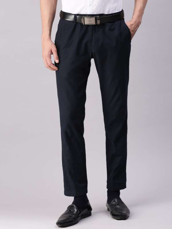 Buy DENNISON Men Black Tapered Fit Cropped Trousers - Trousers for Men  7719545