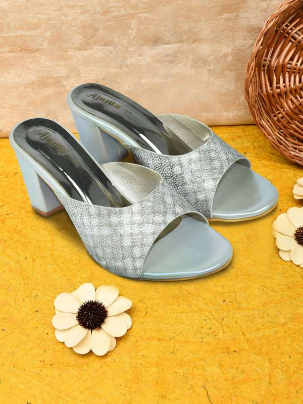 Silver glitter block heels cheap