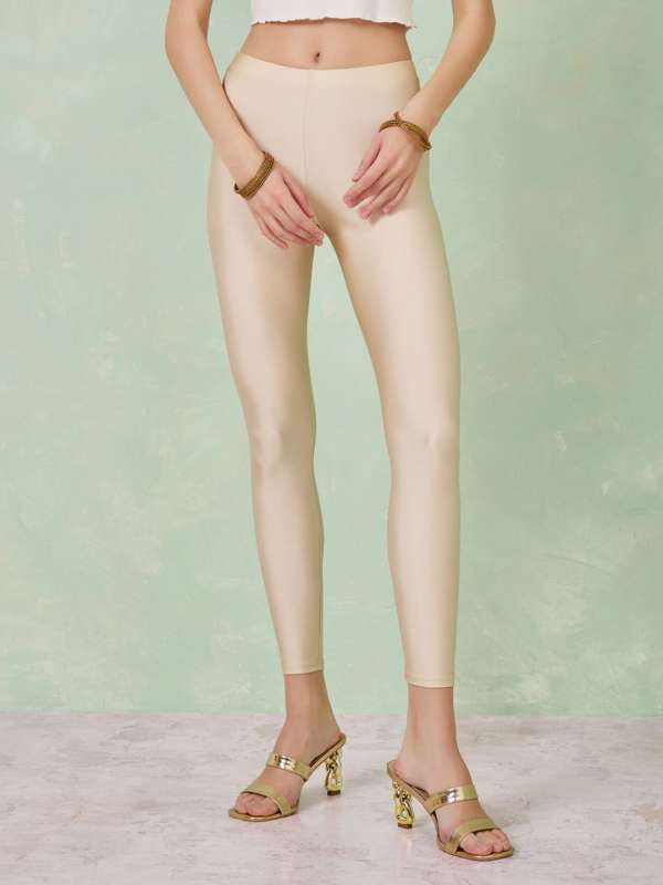 Buy Go Colors Women Gold Toned Solid Skinny Fit Shimmer Ankle Length  Leggings - Leggings for Women 4891838