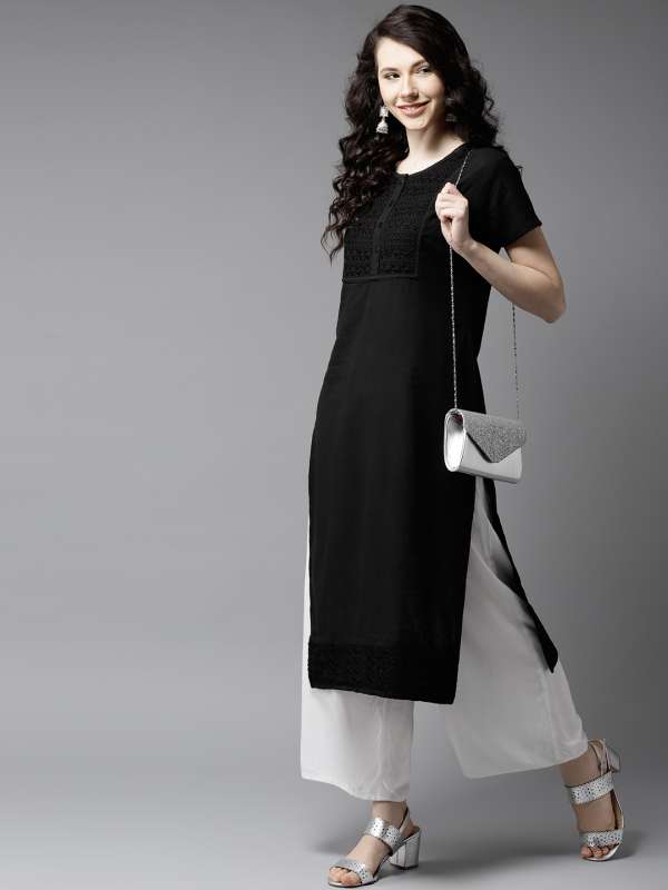Black kurti sales online myntra