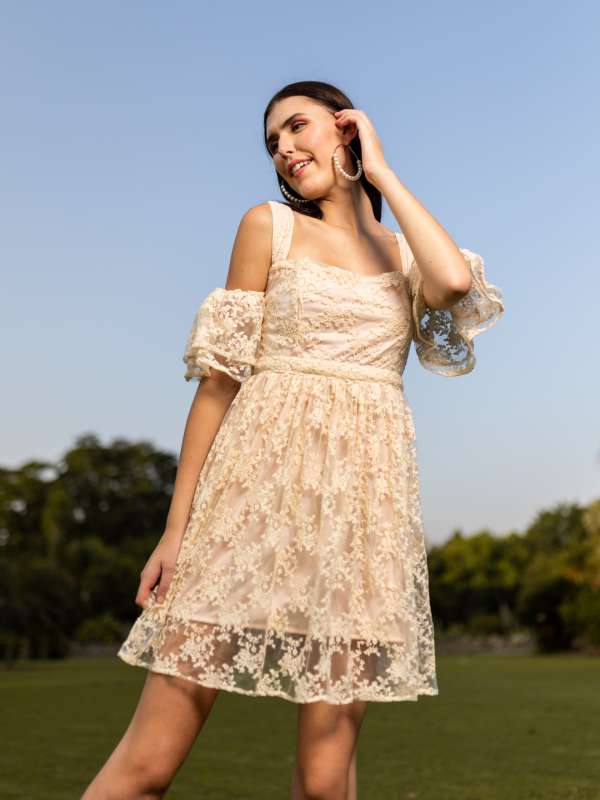 Peach cold shoulder top dress
