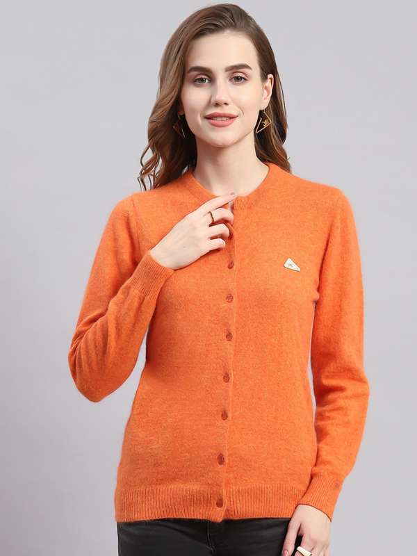 Orange cardigan sweaters sales