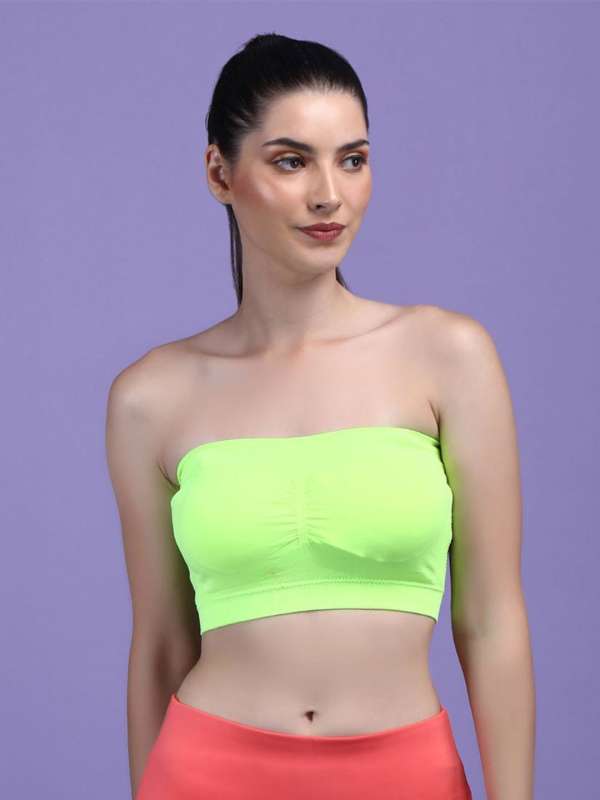 Neon Green Strapless Padded Bra - Comfortable Fit
