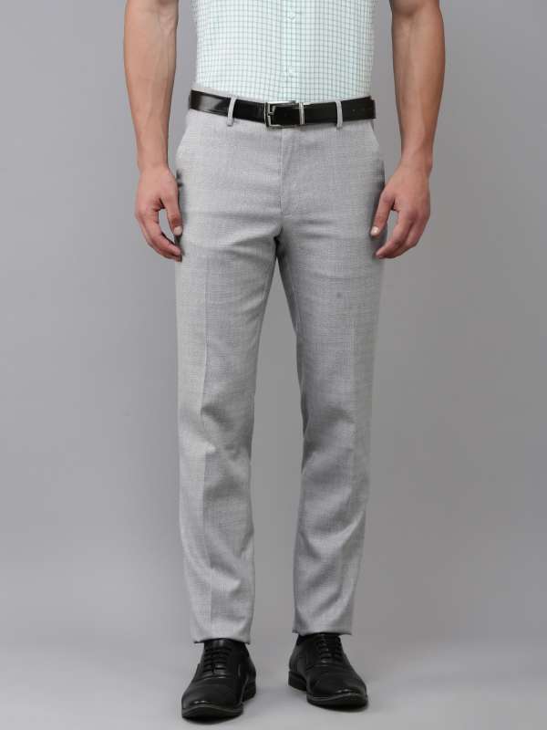 Van Heusen Grey Self Design Mid Rise Formal Trouser Buy Van