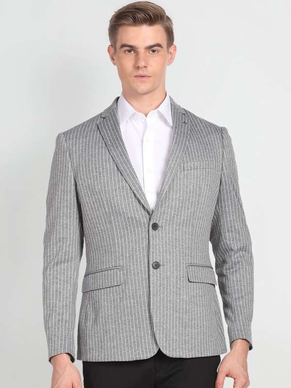 Grey Stripes Blazer Buy Grey Stripes Blazer online in India