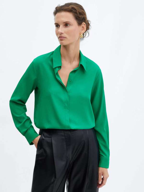 Buy Mango Satin Pleated Shirt 2024 Online