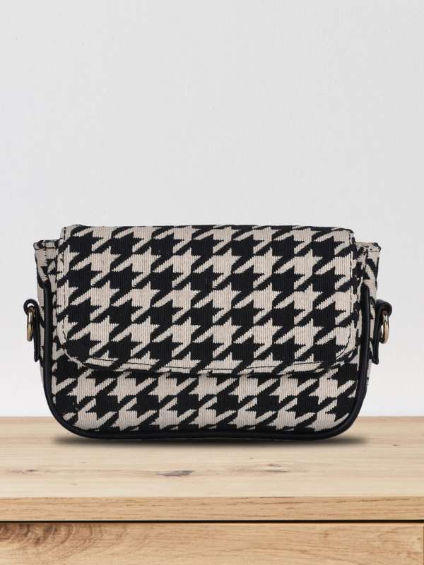 Styli Sling and Cross bags : Buy Styli Black Houndstooth Print