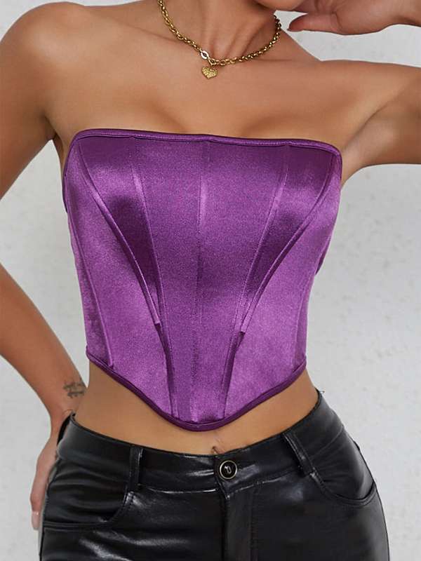 Purple bustier top sale