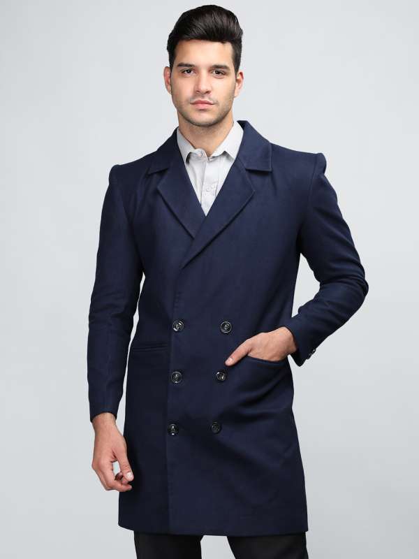 Blue long coat men new arrivals