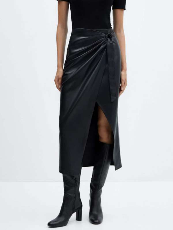 Mango Solid Black Midi Wrap Skirt 7138328.htm Buy Mango Solid Black Midi Wrap Skirt 7138328.htm online in India