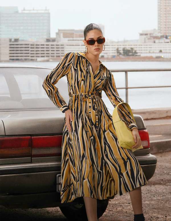 Mango printed shirt top dress