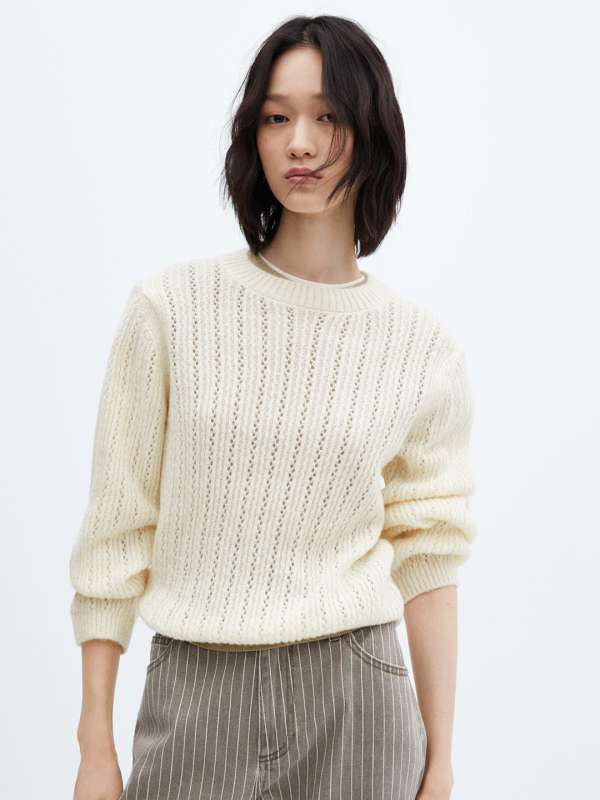 Mango Beige Self Design Pullover Sweater Buy Mango Beige Self