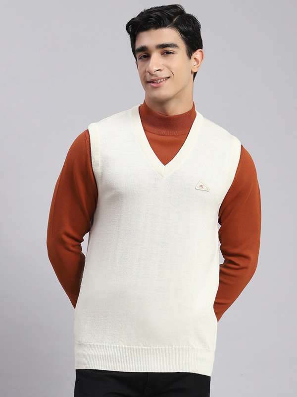 Monte Carlo Off White Solid V Neck Sweater Buy Monte Carlo Off White Solid V Neck Sweater online in India