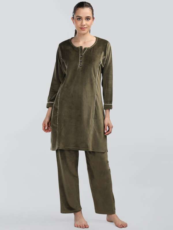 Velvet Night Suit Buy Trendy Velvet Night Suit Online in India Myntra