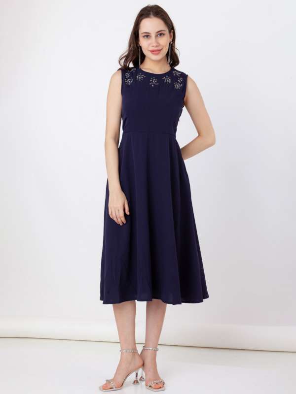 Zink London Navy Blue Printed Dress Buy Zink London Navy Blue
