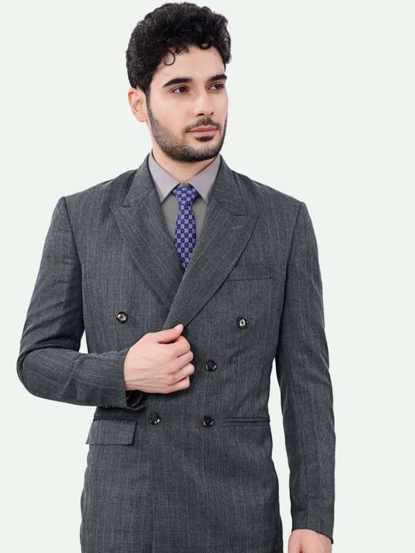 Grey wool blazer top mens