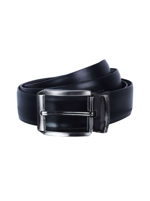 PACIFIC GOLD Reversible Belt with Pin-Buckle Closure For Men (Black, 50)