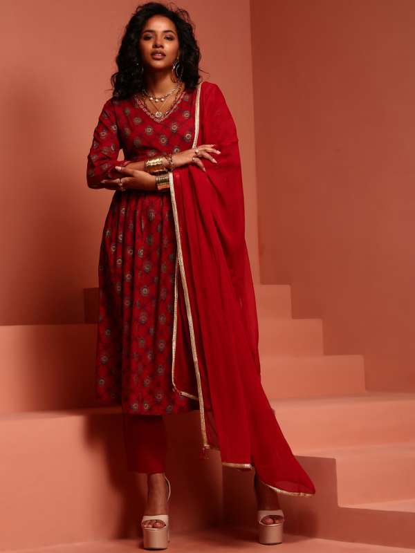 Imara Salwar Suit.imara by shraddha kapoor women red printed layered polyester top 1434521buy Buy Imara Salwar Suit.imara by shraddha kapoor women red printed layered polyester top 1434521buy online i...