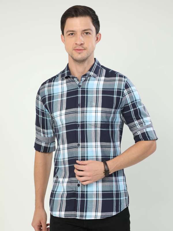 CP BRO Men's Slim Fit Woven Shirt (SBO1-28 B-FS-CHK-BSL_Light Blue_M) :  : Clothing & Accessories