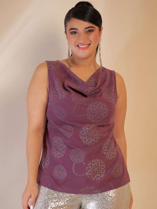 Buy Women Purple Velvet Cowl Neck Sleeveless Top Online at Sassafras