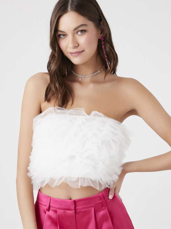 Forever 21 white ruffle top cheap