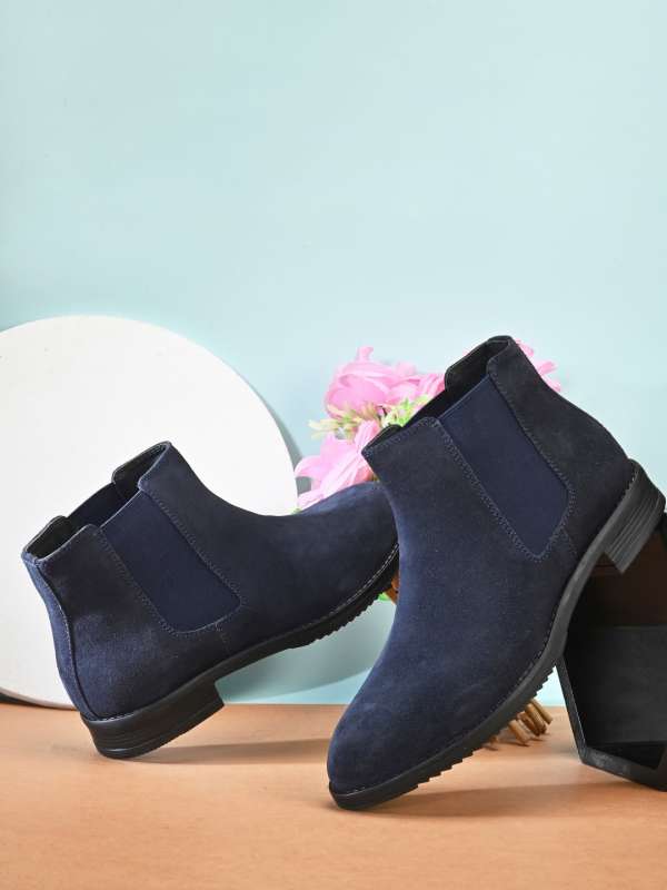 Womens navy blue chelsea boots top