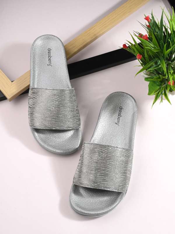 Womens silver flip flops online