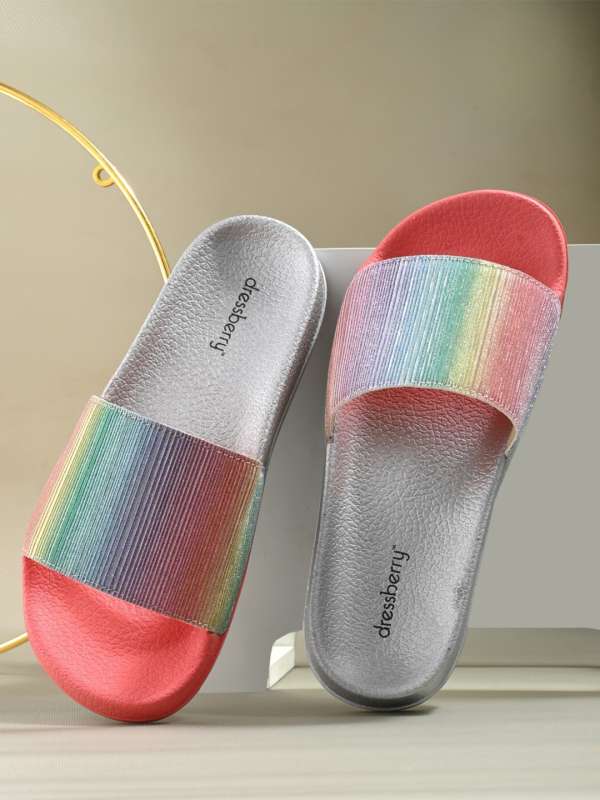 Ladies silver slippers shop