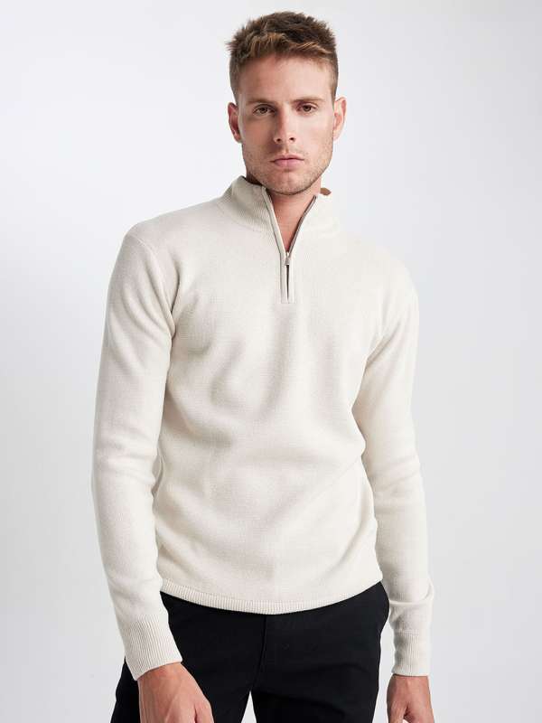 Men Solid White Sweaters Buy Men Solid White Sweaters online in