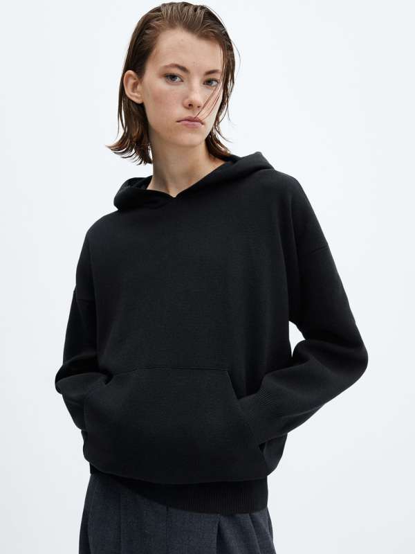 Mango Black Solid Sweatshirt Buy Mango Black Solid Sweatshirt online in India