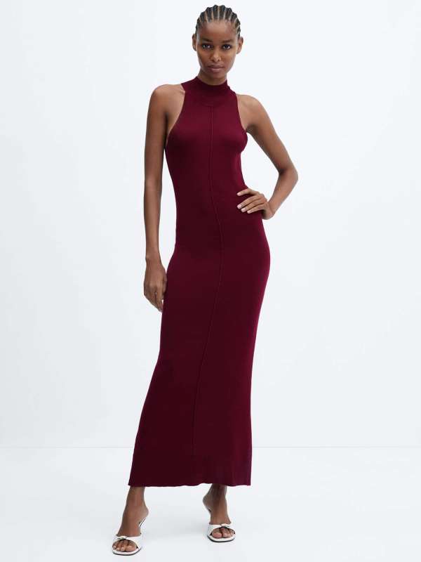 Mango burgundy dress 2025