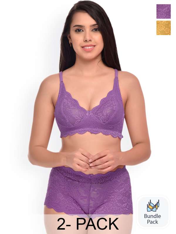 Buy Fihana Cotton Net Printed Women Designer Bra and Panty Combo