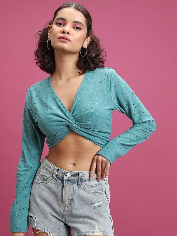 Cute green crop tops outlet